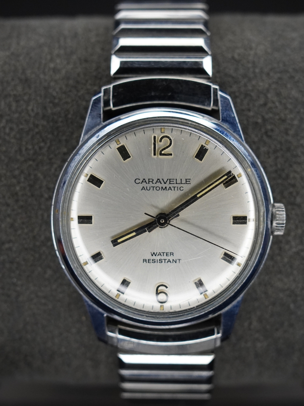 Vintage 1970s Caravelle by Bulova Automatic 33mm Silver Dial Men's Watch